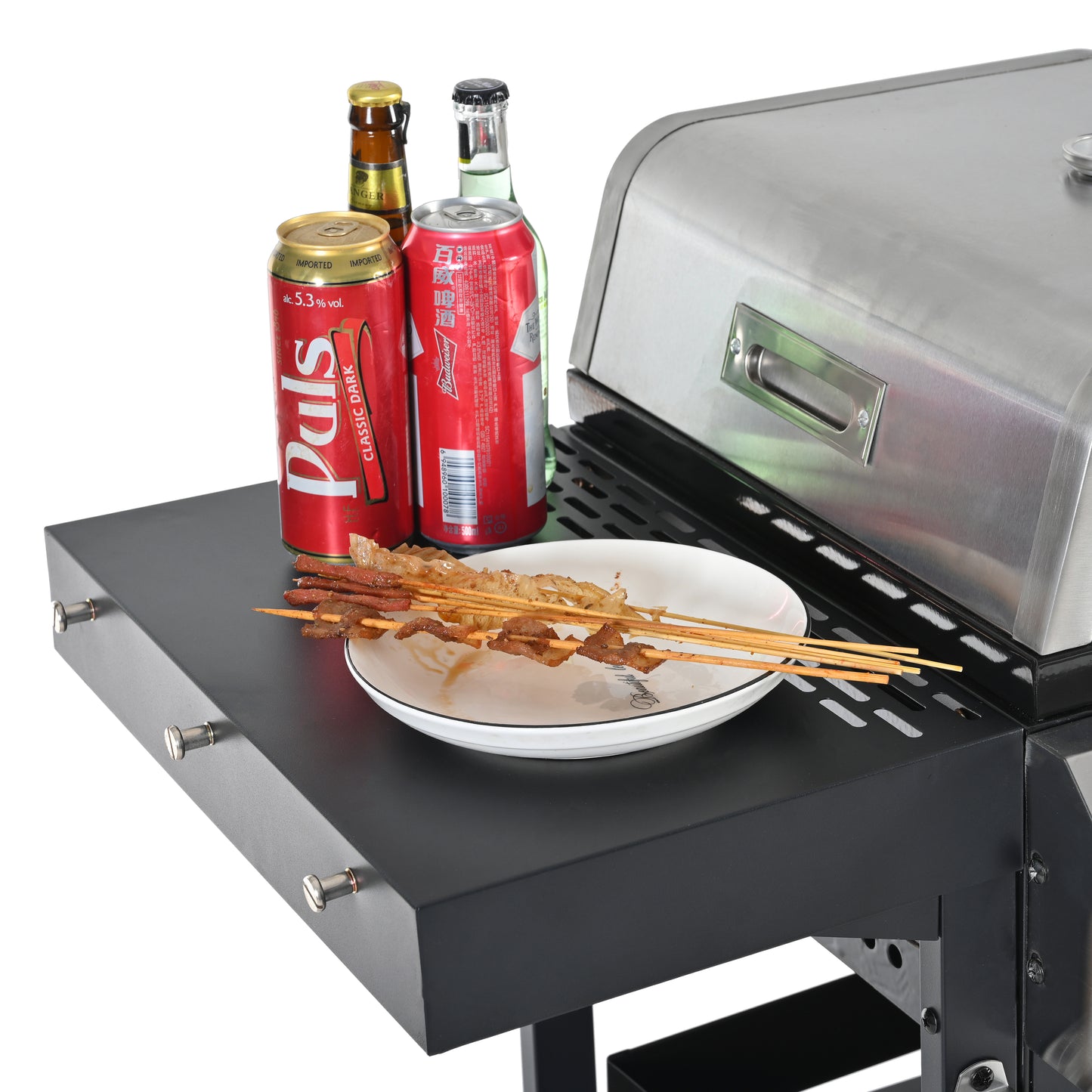 2+2 multifunctional gas barbecue grill and covered grill combination for outdoor cooking - barbecue, barbecue, pizza.