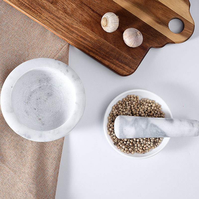 Marble exquisite thickened manual household kitchen spice grinding and crushing stone mortar garlic puree pestle