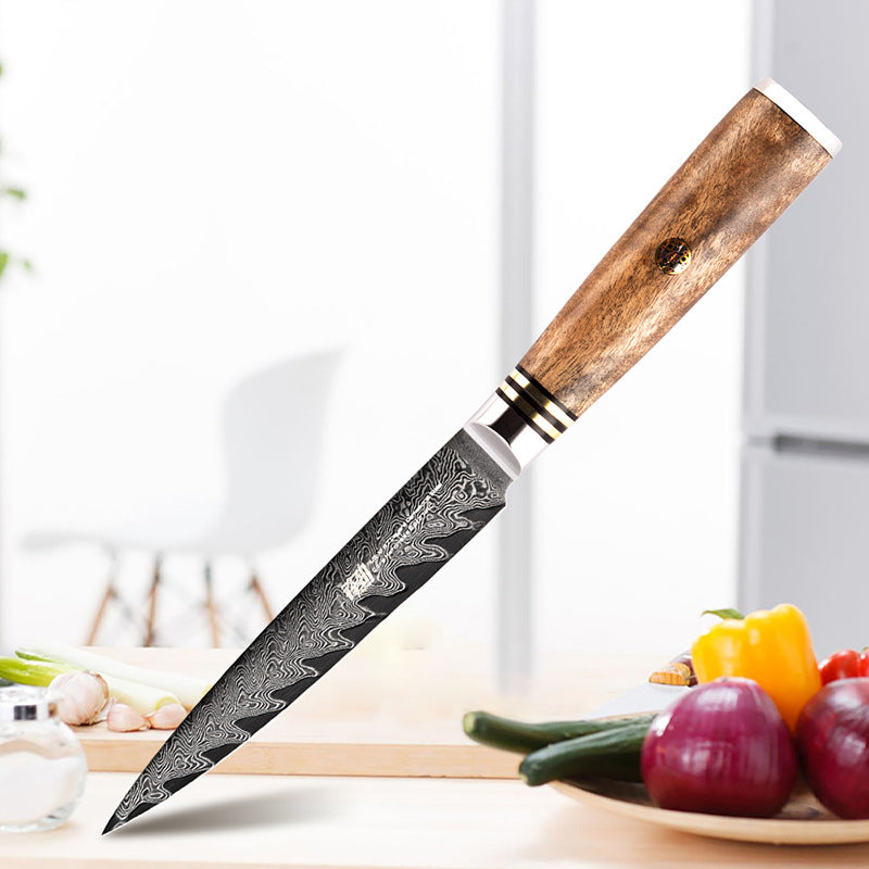 Damascus Shadow Wood Fruit Saury Bone Pattern Sharp Universal Knife Exquisite 5 Inch Paring Knife