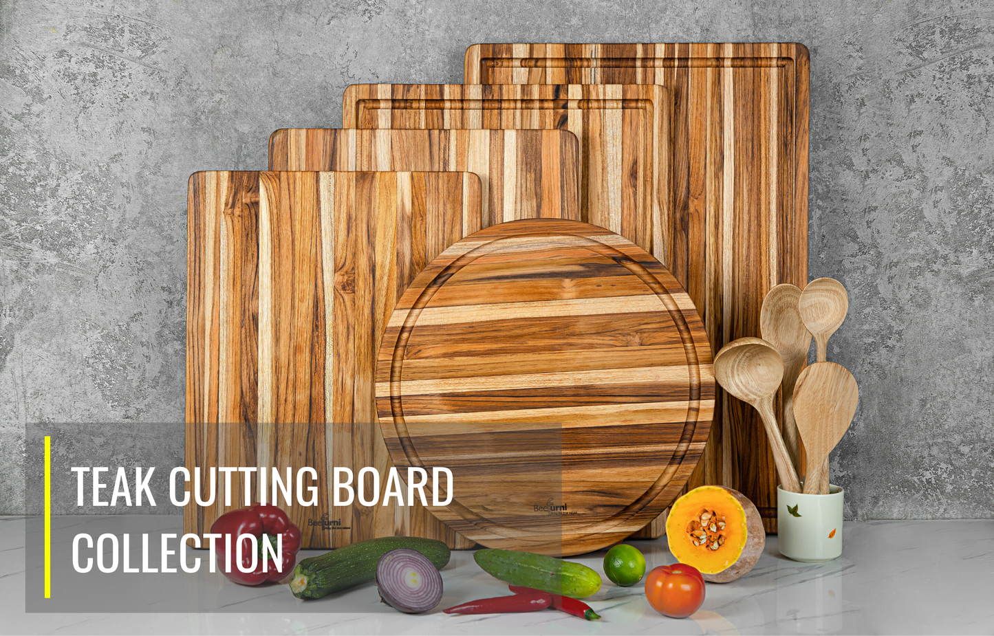 Teak Cutting Board Natural + Solid Wood + 5 Pieces 18 INCH, Pack of 5 Pieces