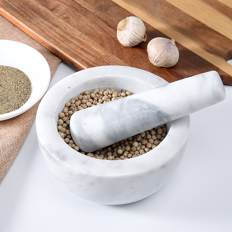 Marble exquisite thickened manual household kitchen spice grinding and crushing stone mortar garlic puree pestle