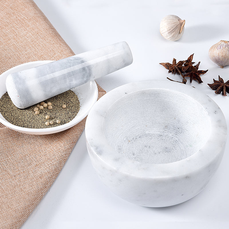 Marble exquisite thickened manual household kitchen spice grinding and crushing stone mortar garlic puree pestle