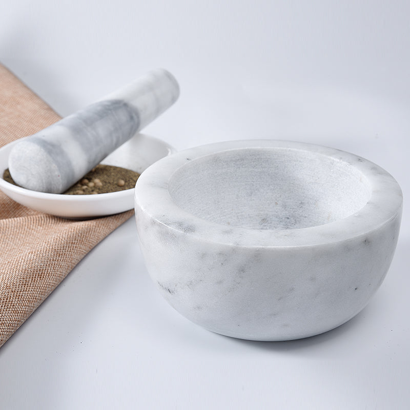 Marble exquisite thickened manual household kitchen spice grinding and crushing stone mortar garlic puree pestle